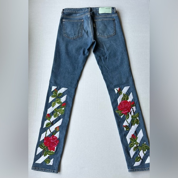OFF WHITE C/O VIRGIL ABLOH ROSE PRINT SKINNY JEANS Size 26 EUC - Picture 2 of 10